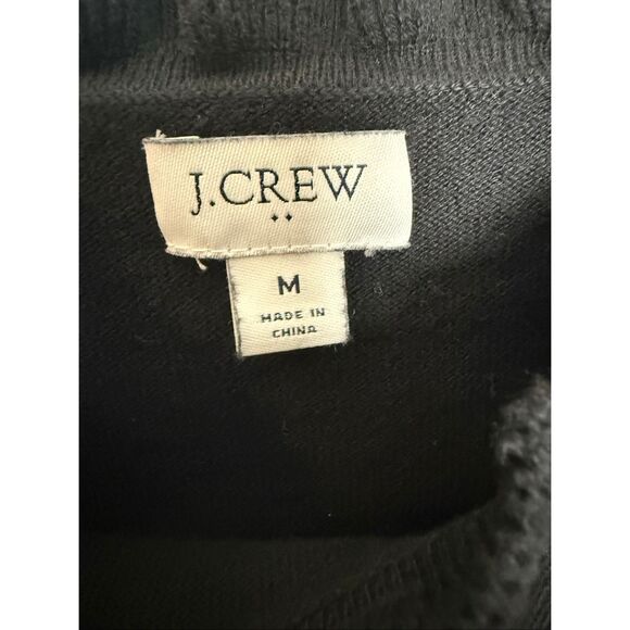 J.Crew Ruffle Mockneck Button Sweater Black 100% Cotton Women’s M BC568 - Picture 2 of 5